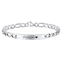 Personalized Matching Bracelet for Couple - Free Engraving Custom Couples Bracelets,Hypoallergenic Adjustable Stainless Steel Long Distance Relationship Jewelry,Promise Bracelet Gifts for Him and Her