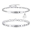 Personalized Matching Bracelet for Couple - Free Engraving Custom Couples Bracelets,Hypoallergenic Adjustable Stainless Steel Long Distance Relationship Jewelry,Promise Bracelet Gifts for Him and Her