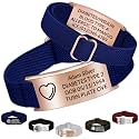 Personalized Medical Alert Bracelet - Custom Emergency ID Bracelet with Engraving Adjustable Nylon Strap,Gifts for Women/Men