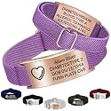 Personalized Medical Alert Bracelet - Custom Emergency ID Bracelet with Engraving Adjustable Nylon Strap,Gifts for Women/Men