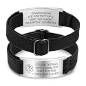 Personalized Medical Alert Bracelet for Men - Customized Elastic Strap Stainless Steel ID Bracelets Engraved Medic Info, Emergency Awareness Medic ID Bracelet for Autism Allergy Diabetic Epilepsy
