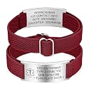Personalized Medical Alert Bracelet for Men - Customized Elastic Strap Stainless Steel ID Bracelets Engraved Medic Info, Emergency Awareness Medic ID Bracelet for Autism Allergy Diabetic Epilepsy