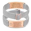 Personalized Medical Alert Bracelet for Men - Customized Elastic Strap Stainless Steel ID Bracelets Engraved Medic Info, Emergency Awareness Medic ID Bracelet for Autism Allergy Diabetic Epilepsy