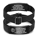 Personalized Medical Alert Bracelet for Men - Customized Elastic Strap Stainless Steel ID Bracelets Engraved Medic Info, Emergency Awareness Medic ID Bracelet for Autism Allergy Diabetic Epilepsy