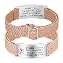 Personalized Medical Alert Bracelet for Men - Customized Elastic Strap Stainless Steel ID Bracelets Engraved Medic Info, Emergency Awareness Medic ID Bracelet for Autism Allergy Diabetic Epilepsy