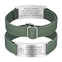 Personalized Medical Alert Bracelet for Men - Customized Elastic Strap Stainless Steel ID Bracelets Engraved Medic Info, Emergency Awareness Medic ID Bracelet for Autism Allergy Diabetic Epilepsy