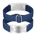 Personalized Medical Alert Bracelet for Men - Customized Elastic Strap Stainless Steel ID Bracelets Engraved Medic Info, Emergency Awareness Medic ID Bracelet for Autism Allergy Diabetic Epilepsy