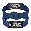 Personalized Medical Alert Bracelet for Men - Customized Elastic Strap Stainless Steel ID Bracelets Engraved Medic Info, Emergency Awareness Medic ID Bracelet for Autism Allergy Diabetic Epilepsy