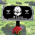 Personalized Memorial Stone with Photo,Headstones for Cemetery,Grave Marker,Memorial Plaques for Outdoor,Black Granite Garden Stone, Grave Decorations,Tombstones for Graves (Dog 2)