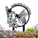 Personalized Metal Bee Garden Signs, Custom Garden Signs for Outside