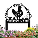 Personalized Metal Chicken Garden Signs, Custom Garden Signs for Outside