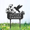 Personalized Metal Garden Sign, Custom Name Stake Decor, Hummingbird Yard Art, Outdoor Gardening Home Decor, Garden Stake Gifts for Plant Lovers
