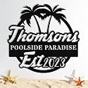 Personalized Metal Pool Signs for Outside, Custom Poolside Oasis Sign