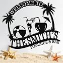 Personalized Metal Pool Signs for Outside, Custom Poolside Oasis Sign