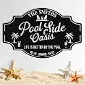 Personalized Metal Pool Signs for Outside, Custom Poolside Oasis Sign