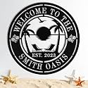 Personalized Metal Pool Signs for Outside, Custom Pool Backyard Oasis Sign