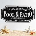 Personalized Metal Pool Signs for Outside, Custom Poolside Oasis Sign