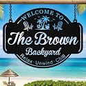 Personalized Metal Pool Signs for Outside, Custom Poolside Oasis Sign