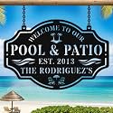 Personalized Metal Pool Signs for Outside, Custom Poolside Oasis Sign