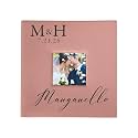 Personalized Monogram Wedding Photo Album Small Leatherette 4x6 Holds 100 Photos Last Name Gift