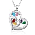 Personalized Mother Necklace with Birthstones Engraved 1-6 Names Birthstone Necklace for Women Mom Customized Jewelry Gift for Wife Mothers Day