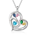 Personalized Mother Necklace with Birthstones Engraved 1-6 Names Birthstone Necklace for Women Mom Customized Jewelry Gift for Wife Mothers Day