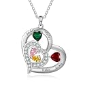Personalized Mother Necklace with Birthstones Engraved 1-6 Names Birthstone Necklace for Women Mom Customized Jewelry Gift for Wife Mothers Day