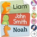 Personalized Name Labels for Kids (140 Labels) - Durable & Waterproof Custom Name Stickers for Clothing Tags, School Supplies, Camp & Daycare - Jurassic (1.2”x0.5”)