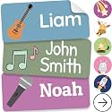 Personalized Name Labels for Kids (140 Labels) - Durable & Waterproof Custom Name Stickers for Clothing Tags, School Supplies, Camp & Daycare - Rhythm (1.2”x0.5”)