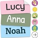 Personalized Name Labels for Kids (140 Labels) - Durable & Waterproof Custom Name Stickers for Clothing Tags, School Supplies, Camp & Daycare - Solid Colors (1.2”x0.5”)