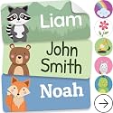 Personalized Name Labels for Kids (210 Labels) - Durable &amp; Waterproof Custom Name Stickers for Clothing Tags, School Supplies, Camp &amp; Daycare - Animal Forest (1.2”x0.5”)