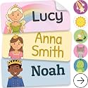 Personalized Name Labels for Kids (70 Labels) - Durable & Waterproof Custom Name Stickers for Clothing Tags, School Supplies, Camp & Daycare - Prince & Princess (1.2”x0.5”)