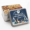 Personalized Nuts Gift Basket, Custom Assorted Nuts Gift Box for Christmas, 6 Sectional Gourmet Mixed Nuts in Rectangle Tin, 2 lbs. (Design 8)