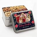 Personalized Nuts Gift Basket, Custom Assorted Nuts Gift Box for Christmas, 6 Sectional Gourmet Mixed Nuts in Rectangle Tin, 2 lbs. (Design 1)