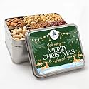 Personalized Nuts Gift Basket, Custom Assorted Nuts Gift Box for Christmas, 6 Sectional Gourmet Mixed Nuts in Rectangle Tin, 2 lbs. (Design 9)