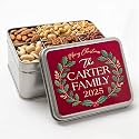 Personalized Nuts Gift Basket, Custom Assorted Nuts Gift Box for Christmas, 6 Sectional Gourmet Mixed Nuts in Rectangle Tin, 2 lbs. (Design 3)