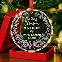 Personalized Our First Christmas Married Crystal Ornament - 2026 Wedding Decoration, Bridal Shower Gifts, Wedding Gifts for Couple, Just Married Newlywed Ornament, Mr &amp; Mrs for Her/Him