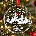 Personalized Our First Christmas As Mr &amp; Mrs Crystal Ornament - Custom Wedding Gift, Newly Married Keepsake, Wedding Day Present, Bridal Shower Gift, Mr &amp; Mrs Holiday Decor