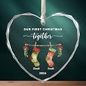 Personalized Our First Christmas Together Crystal Ornament - Xmas Stocking Tree Glass Ornaments, Marriage Couple Gift For Woman, Married Newlywed Keepsake, Bridal Shower Wedding 1st Anniversary Bauble