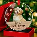 Personalized Pet's Photo First Christmas Crystal 2D Ornament - 2026 Custom Dog 1st, Puppy Annual Xmas Gifts, Cat Dog Lovers Keepsake Tree, Fur Baby and Bone Family Friends, Fur Mom Dad, New Pet Owner