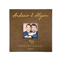 Personalized Photo Album For Couples, Holds 200 4" x 6" Photos, Engraved Hand Drawn Hearts Leatherette Picture Album, Gifts For Her, Wedding Gift, Brown