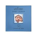 Personalized Photo Album, Custom Engraved Picture Album, Holds 200 4" x 6" Photos, Leatherette and Laser Engraved Scrapbook, Welcome Baby, Blue