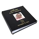 Personalized Photo Album, Custom Engraved Picture Album, Holds 200 4" x 6" Photos, Leatherette and Laser Engraved Scrapbook, Welcome Baby, Black