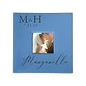 Personalized Photo Album, Custom Engraved Picture Album, Holds 200 4" x 6" Photos, Leatherette and Laser Engraved Scrapbook, Wedding Initials and Last Name, Blue
