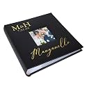 Personalized Photo Album, Custom Engraved Picture Album, Holds 200 4" x 6" Photos, Leatherette and Laser Engraved Scrapbook, Wedding Initials and Last Name, Black