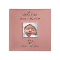 Personalized Photo Album, Custom Engraved Picture Album, Holds 200 4" x 6" Photos, Leatherette and Laser Engraved Scrapbook, Welcome Baby, Pink