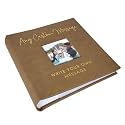 Personalized Photo Album, Custom Engraved Picture Album, Holds 200 4" x 6" Photos, Leatherette and Laser Engraved Scrapbook, Any Custom Message, Brown