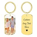 Personalized Picture Keychain - Customized Engraved Keychains with Photo Text, Personalized Gifts for Men Women Lovers