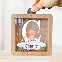 Personalized Piggy Bank, 6.7"x6.7" Wooden Money Banks for Kids, Custom Gifts for Boys and Girls, Personalized Piggy Bank for Girls