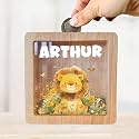 Personalized Piggy Bank, 6.7"x6.7" Wooden Money Banks for Kids, Custom Gifts for Boys and Girls, Personalized Piggy Bank for Girls